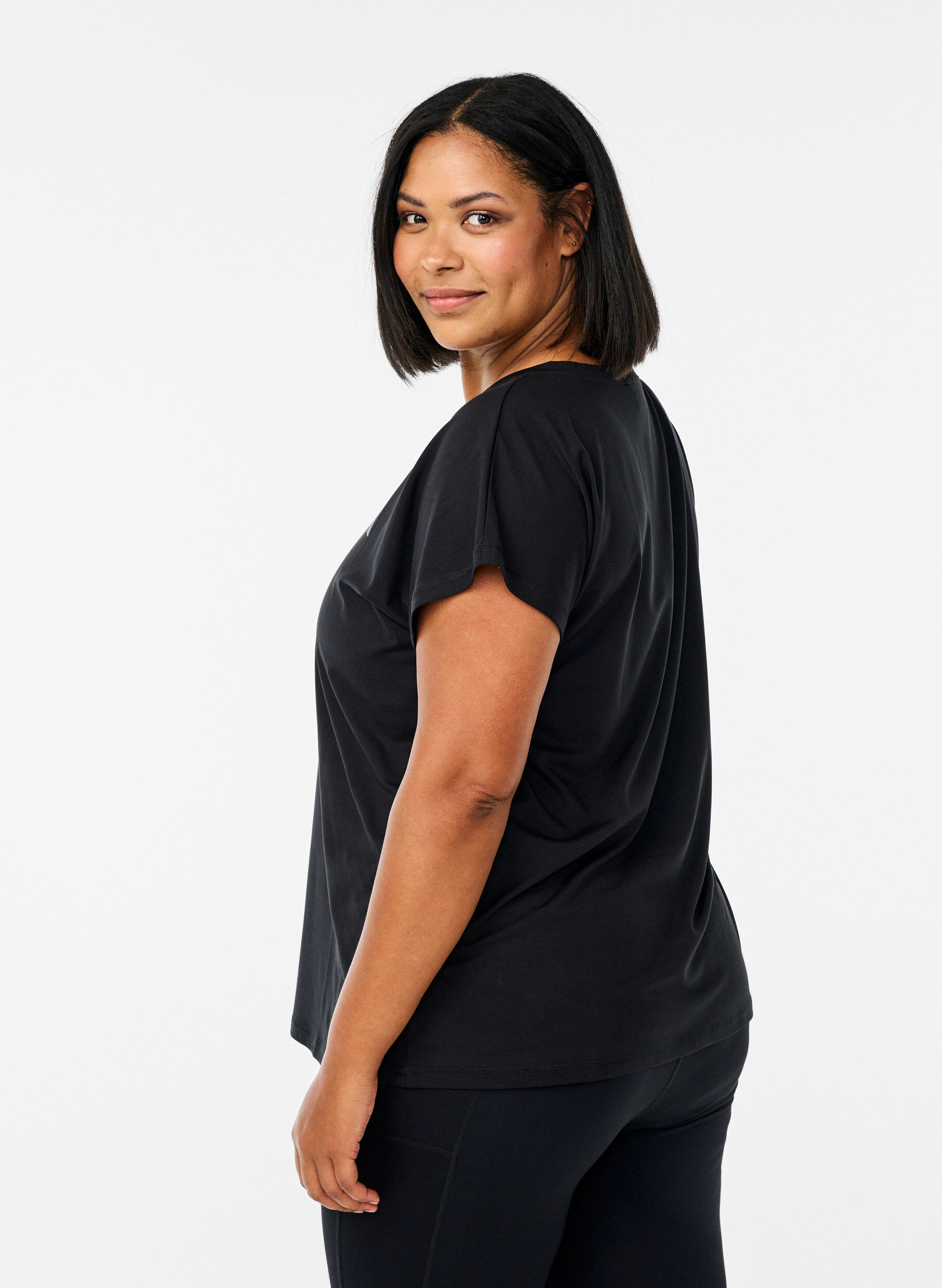 ZizziL&oslash;s tr&aelig;nings t-shirt med v-hals, Sort, Model image number 2