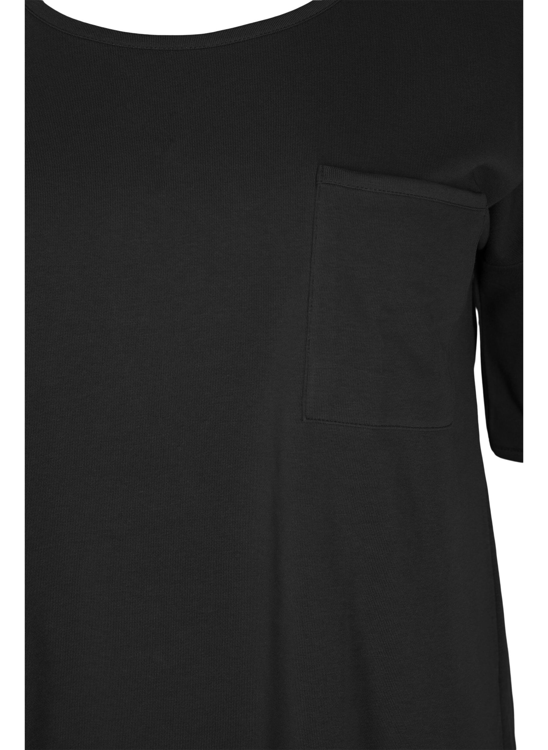 Zizzi Bluse med 1/2 &aelig;rmer, Black, Packshot image number 2