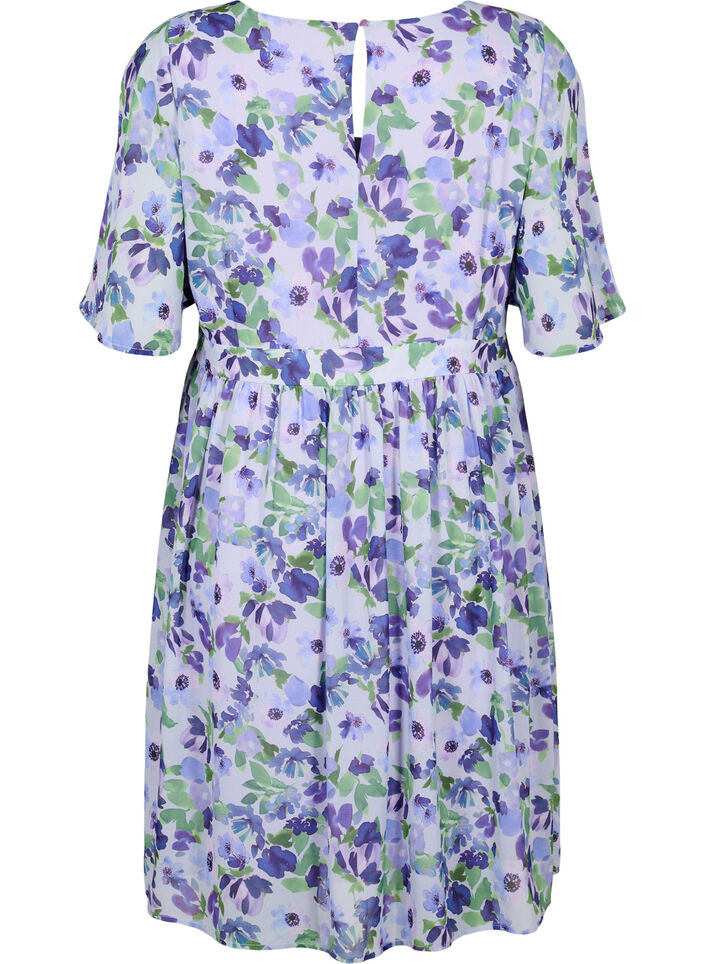 Blomstret kjole med korte ærmer, Xenon B. Flower AOP, Packshot image number 1