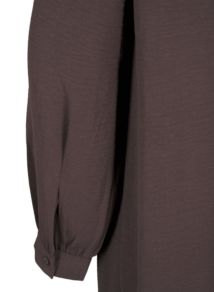 Langærmet kjole med flæsedetaljer , Chocolate Martini, Packshot image number 3