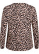 Lang&aelig;rmet bluse med leopardprint, Brun, Packshot image number 1