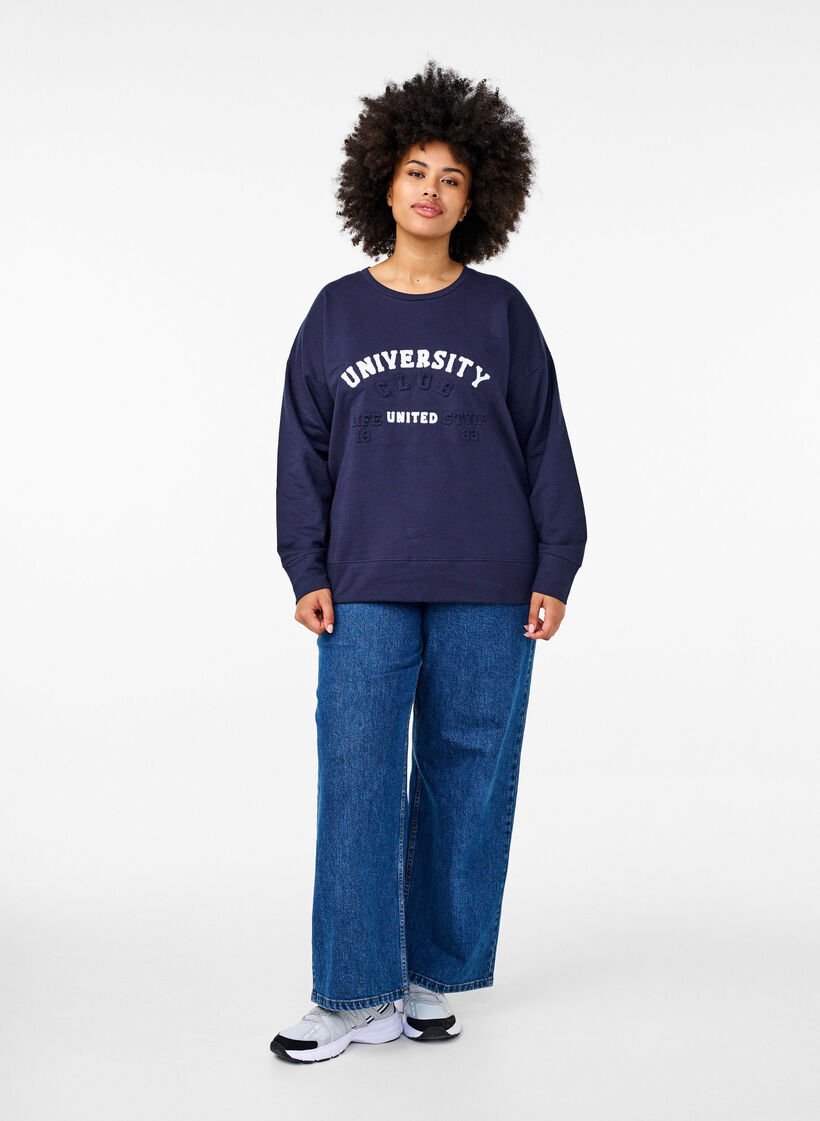 Sweatshirt med motiv og lange ærmer, Blå, Model image number 1