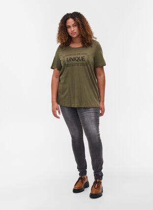Kortærmet bomulds t-shirt med tryk, Ivy Green/Unique, Model image number 2