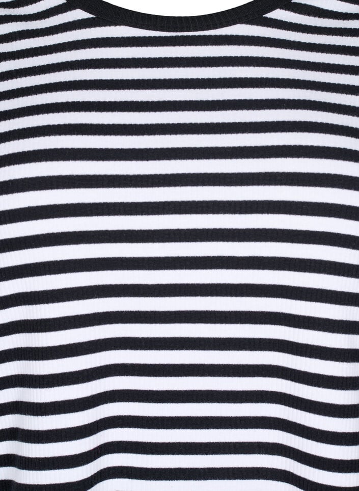Stribet bluse med lange &aelig;rmer, Sort, Packshot