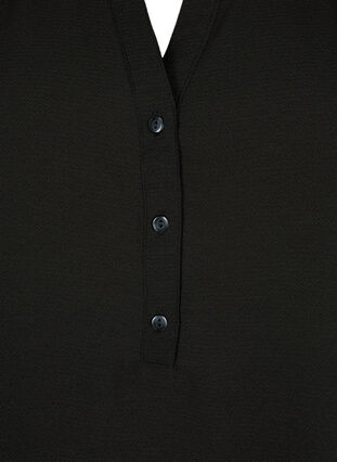 Bluse med korte ærmer og v-udskæring , Black, Packshot image number 2