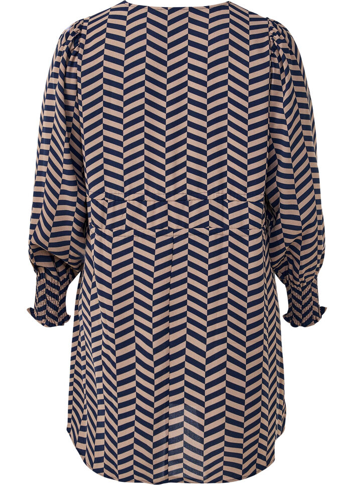 Kjole med bindebånd i taljen, Blå, Packshot image number 1