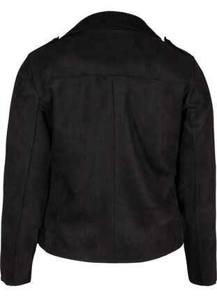 Kort jakke i imiteret ruskind, Black, Packshot image number 1