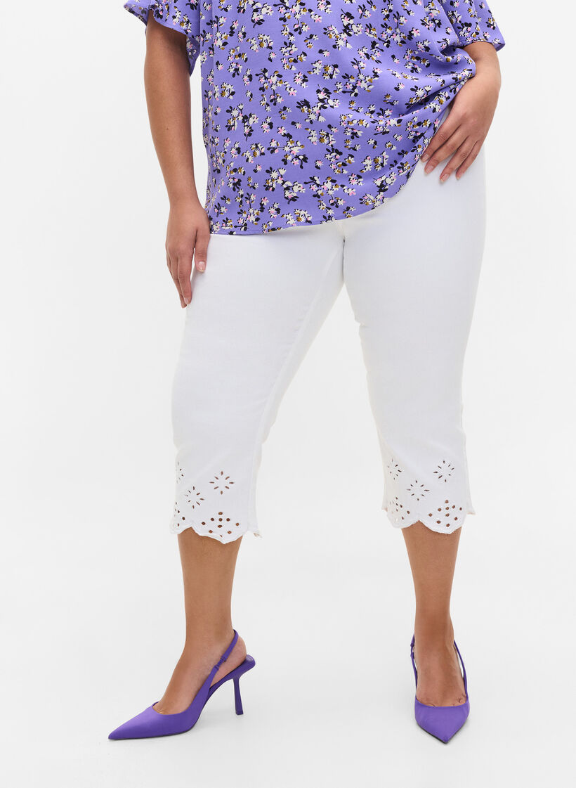 Blomstret viskose bluse med snøredetalje, Lilac Flower Print, Model image number 2