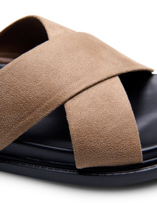 Sandal i imiteret ruskind med krydsremme, Woodsmoke, Packshot image number 3