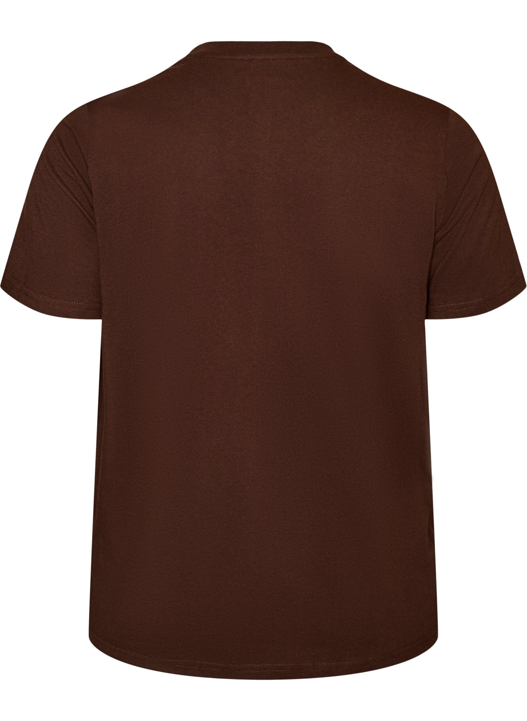 ZizziT-shirt i &oslash;kologisk bomuld med print, Brun, Packshot image number 1