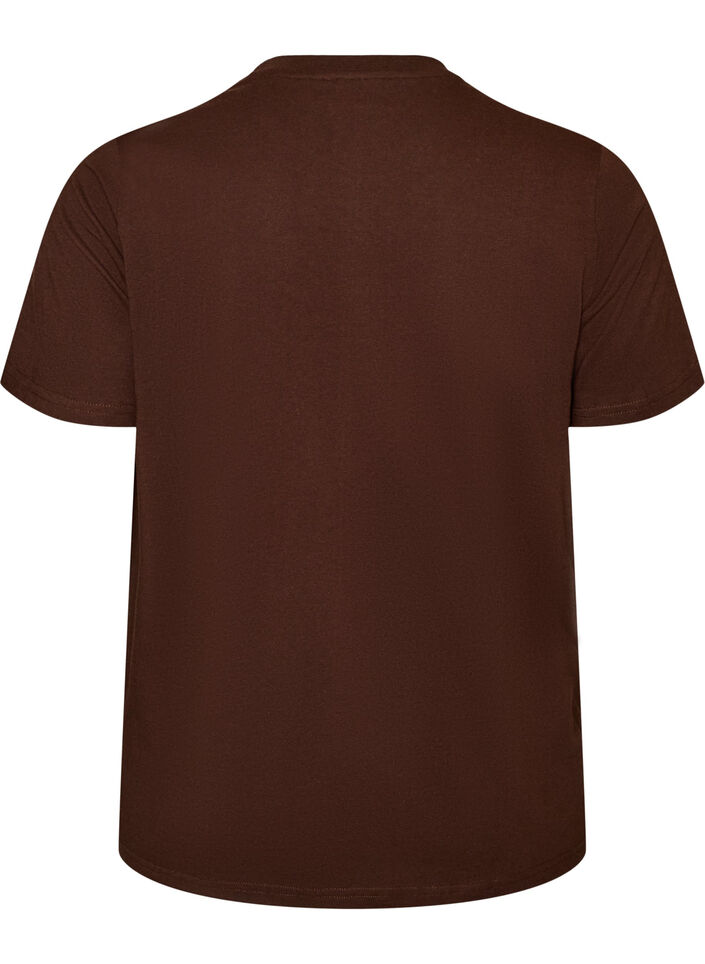 T-shirt i &oslash;kologisk bomuld med print, Brun, Packshot image number 1