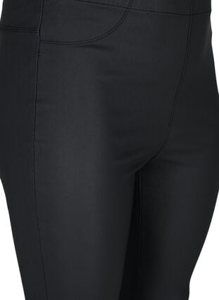 Coatede leggings med slids, Black, Packshot image number 2