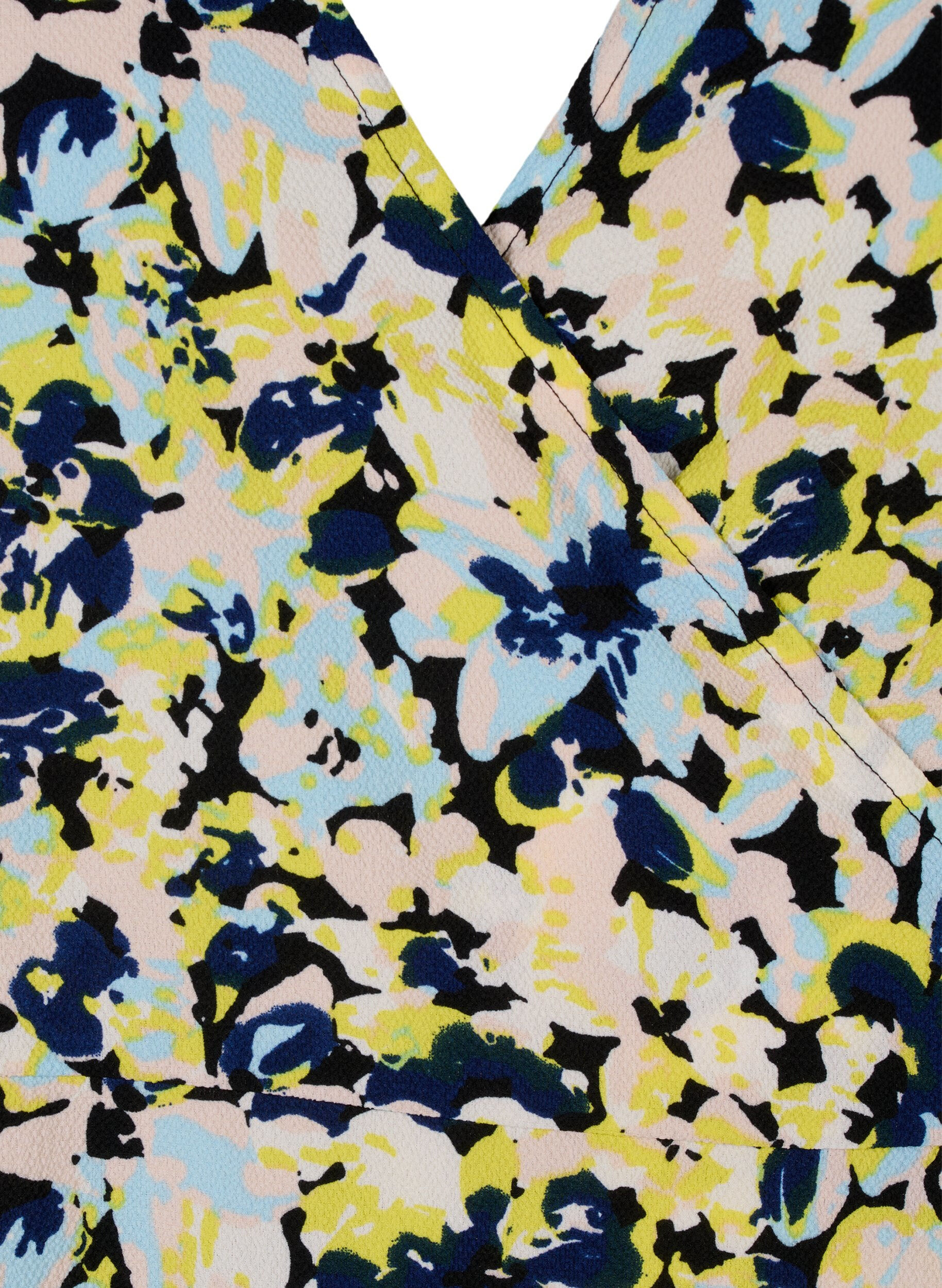 Zizzi Printet wrapkjole med korte &aelig;rmer, Gul, Packshot image number 2