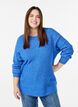 Meleret strikbluse med rund hals, Bl&aring;, Model image number 0