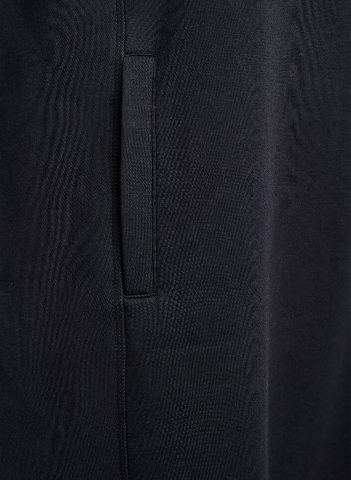 Kort sweatkjole med h&oslash;j krave og lommer, Sort, Packshot image number 3