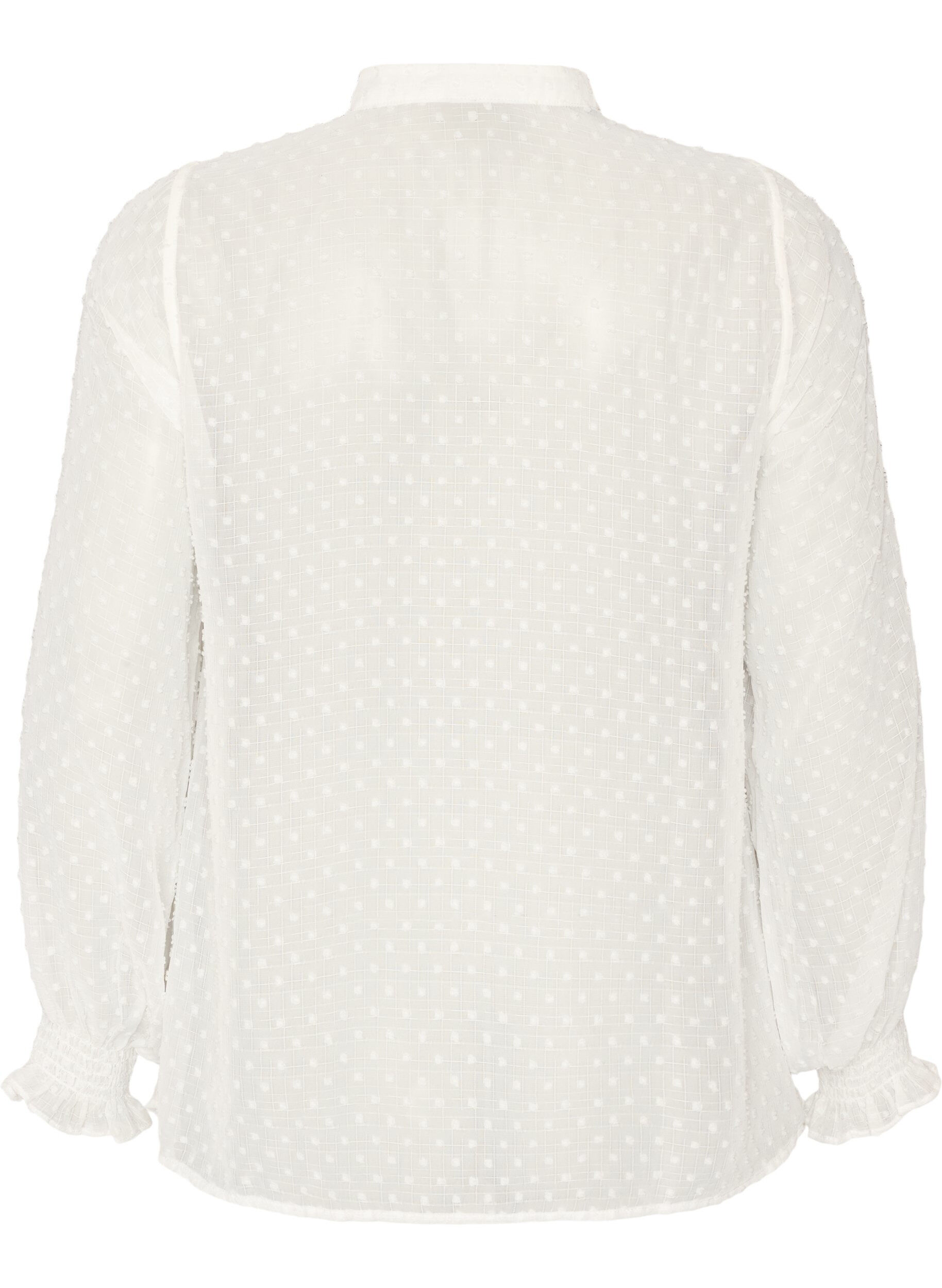 ZizziSkjortebluse med blondeindsats og dot-m&oslash;nster, Vanilla, Packshot image number 1