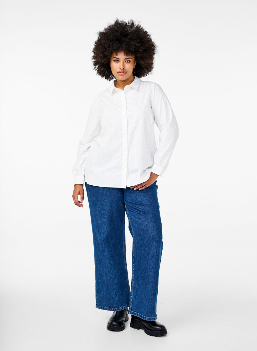 Skjorte med krave og påsyede hjerter, Hvid, Model image number 1