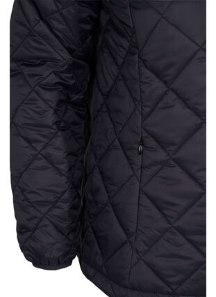 Quiltet letvægts jakke med lynlås og lommer , Black, Packshot image number 3