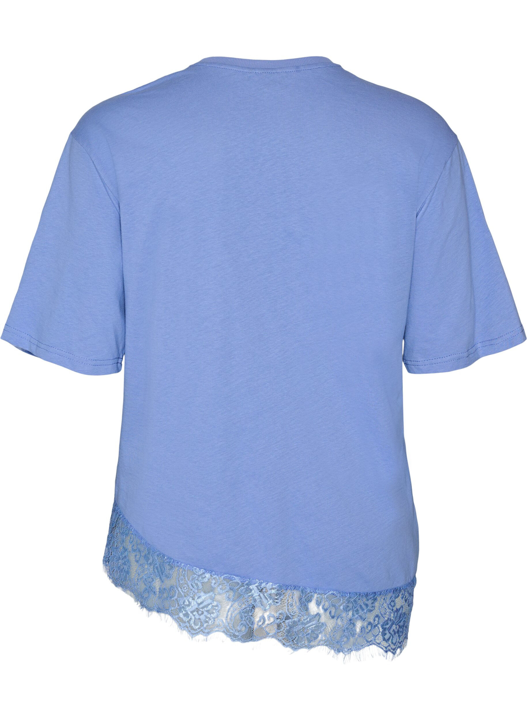 ZizziT-shirt med asymmetrisk blondekant, Lilla, Packshot image number 1