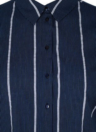 Lang stribet skjortekjole i bomuld, N.Sky w.White Stripe, Packshot image number 2