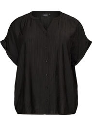Viskosebluse med knapper og struktur, Sort