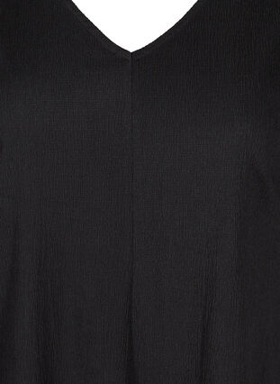 Kjole med pufærmer og v-hals, Black, Packshot image number 2