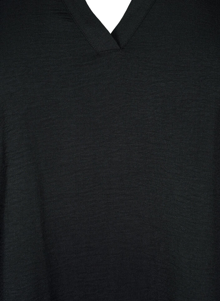 Bluse med 3/4 &aelig;rmer, Sort, Packshot image number 2