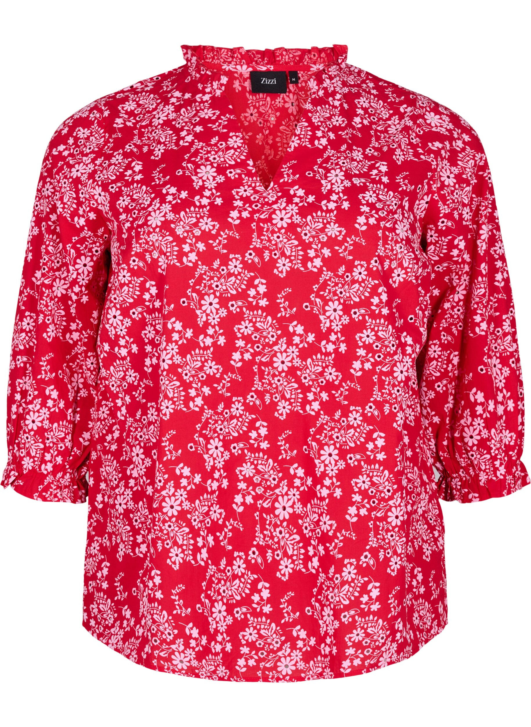 Bluse i bomuld med blomsterprint