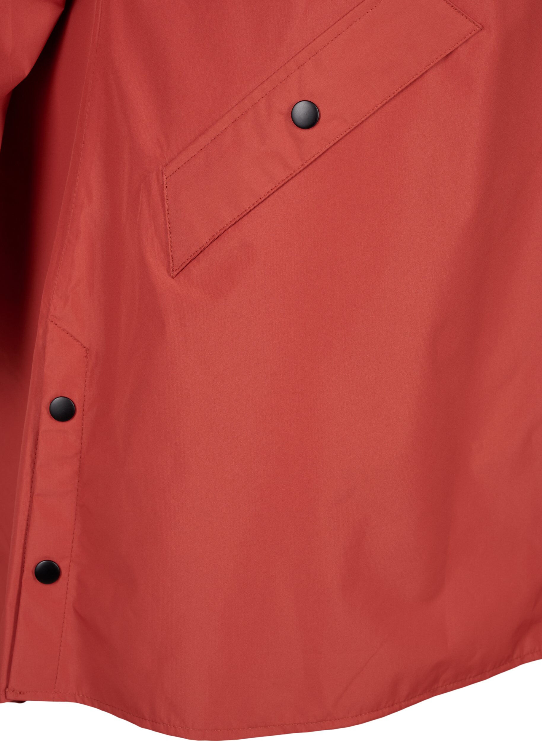 Zizzi Regnjakke med lommer og h&aelig;tte, R&oslash;d, Packshot image number 3