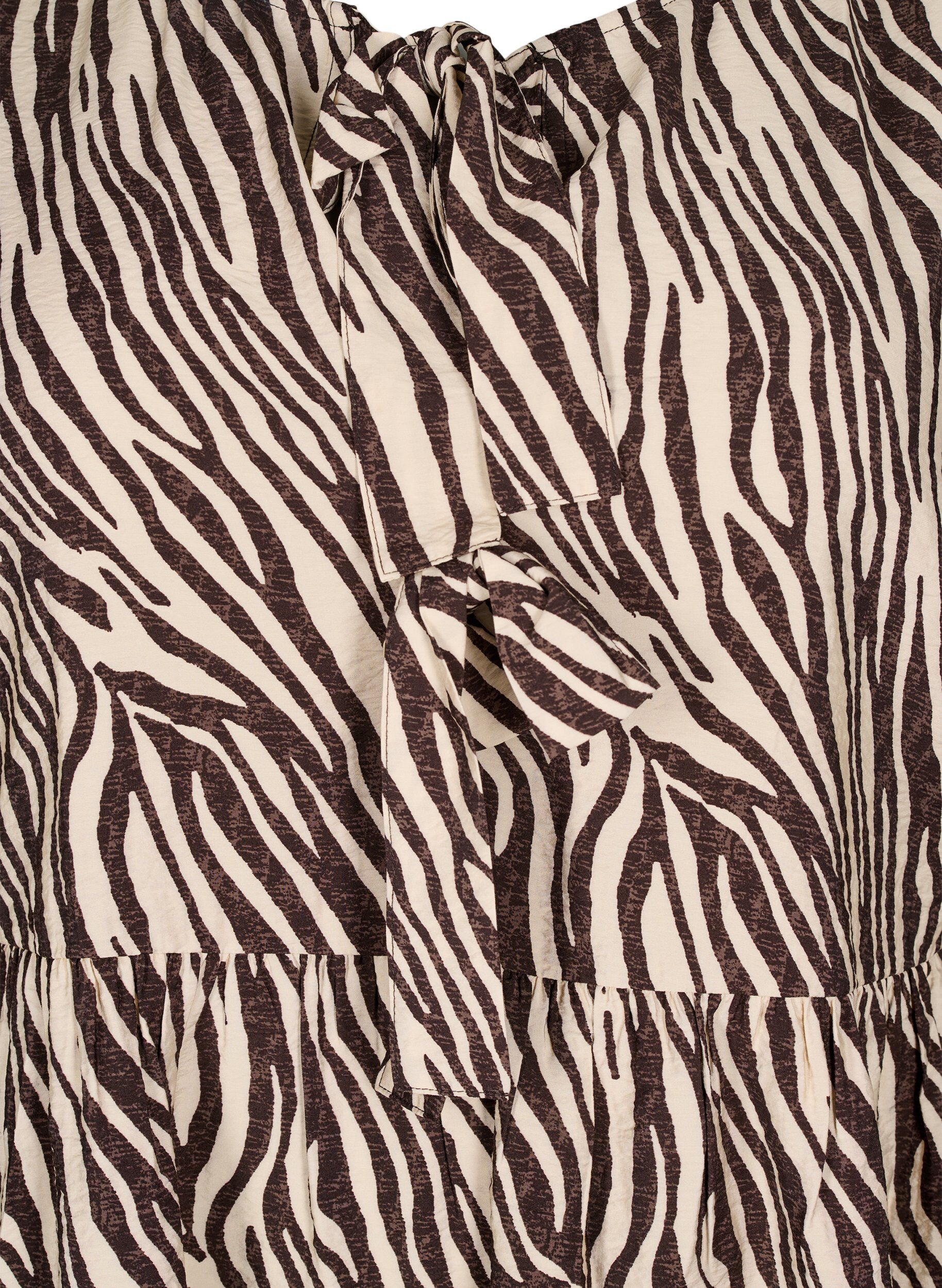 Zizzi Peplumbluse med bindeb&aring;nd og zebraprint, Brun, Packshot image number 2
