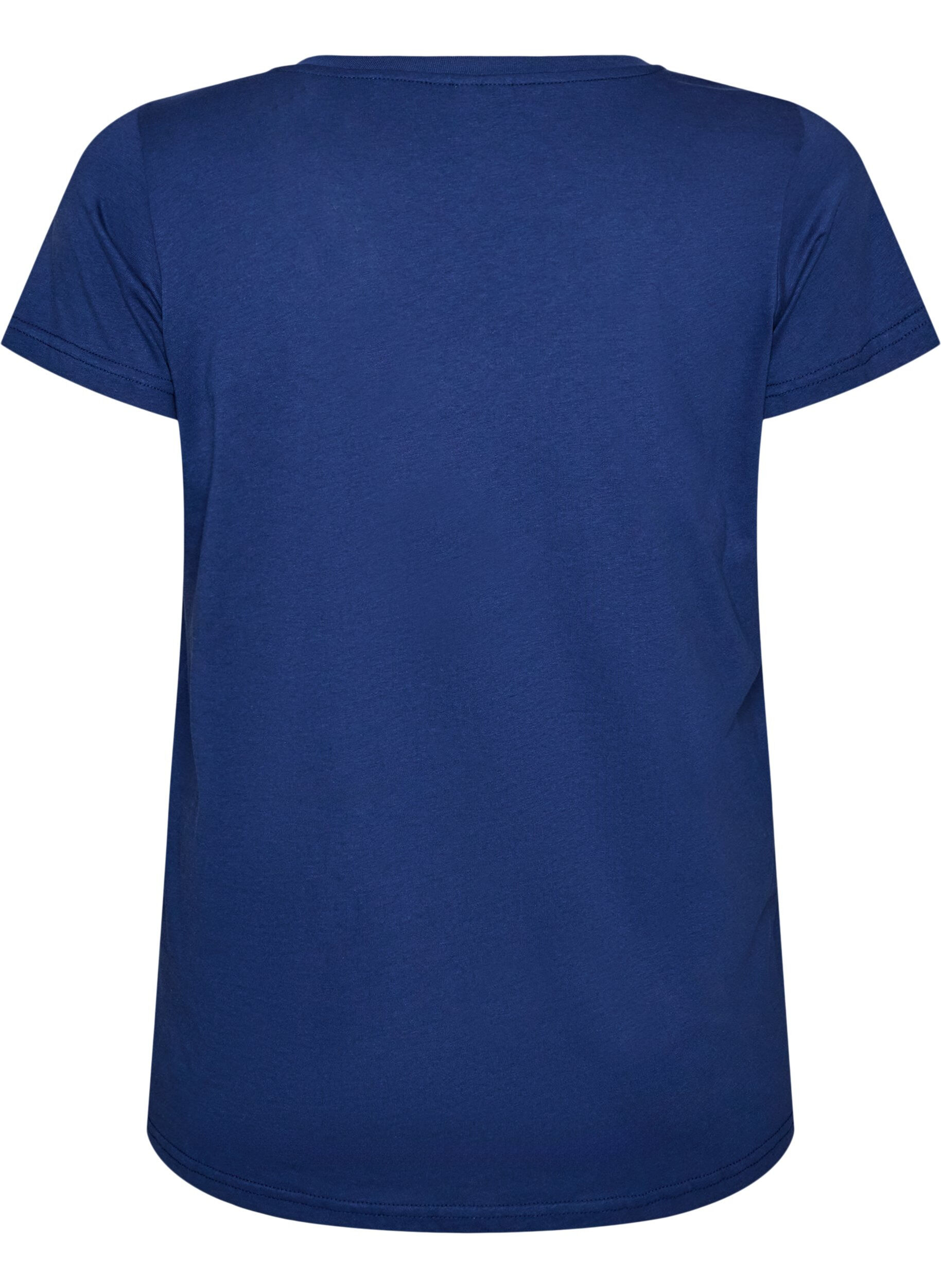ZizziT-shirt i bomuld med frontprint og V-hals, Bl&aring;, Packshot image number 1