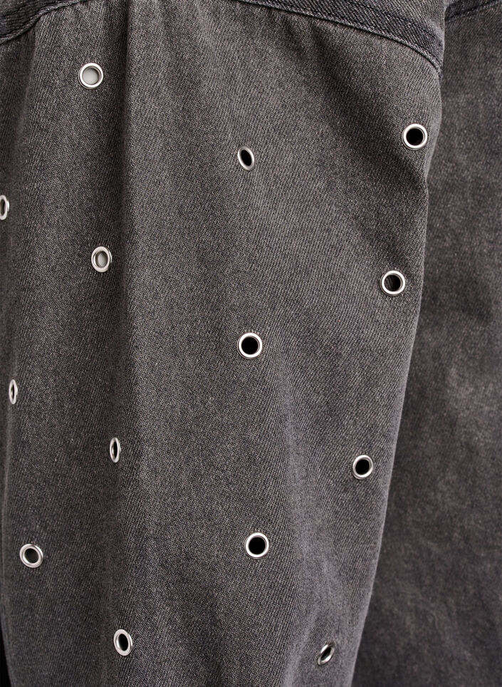 Denim skjorte med eyelets på ærmer, Grey Denim, Packshot image number 3