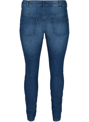 Sanna jeans med lynlås detaljer, Blue denim, Packshot image number 1