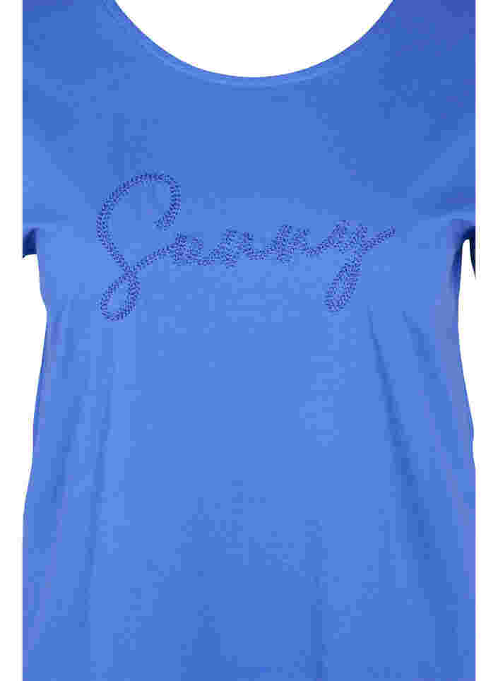 Løs bomulds t-shirt med korte ærmer, Dazzling Blue SUNNY, Packshot image number 2