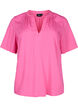 Kortærmet viskose bluse med v-hals, Shocking Pink, Packshot image number 0