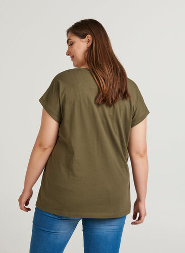 T-shirt i bomuldsmix, Ivy Green, Model image number 1