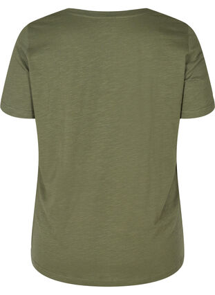 T-shirt med print i økologisk bomuld, Thyme Melange, Packshot image number 1