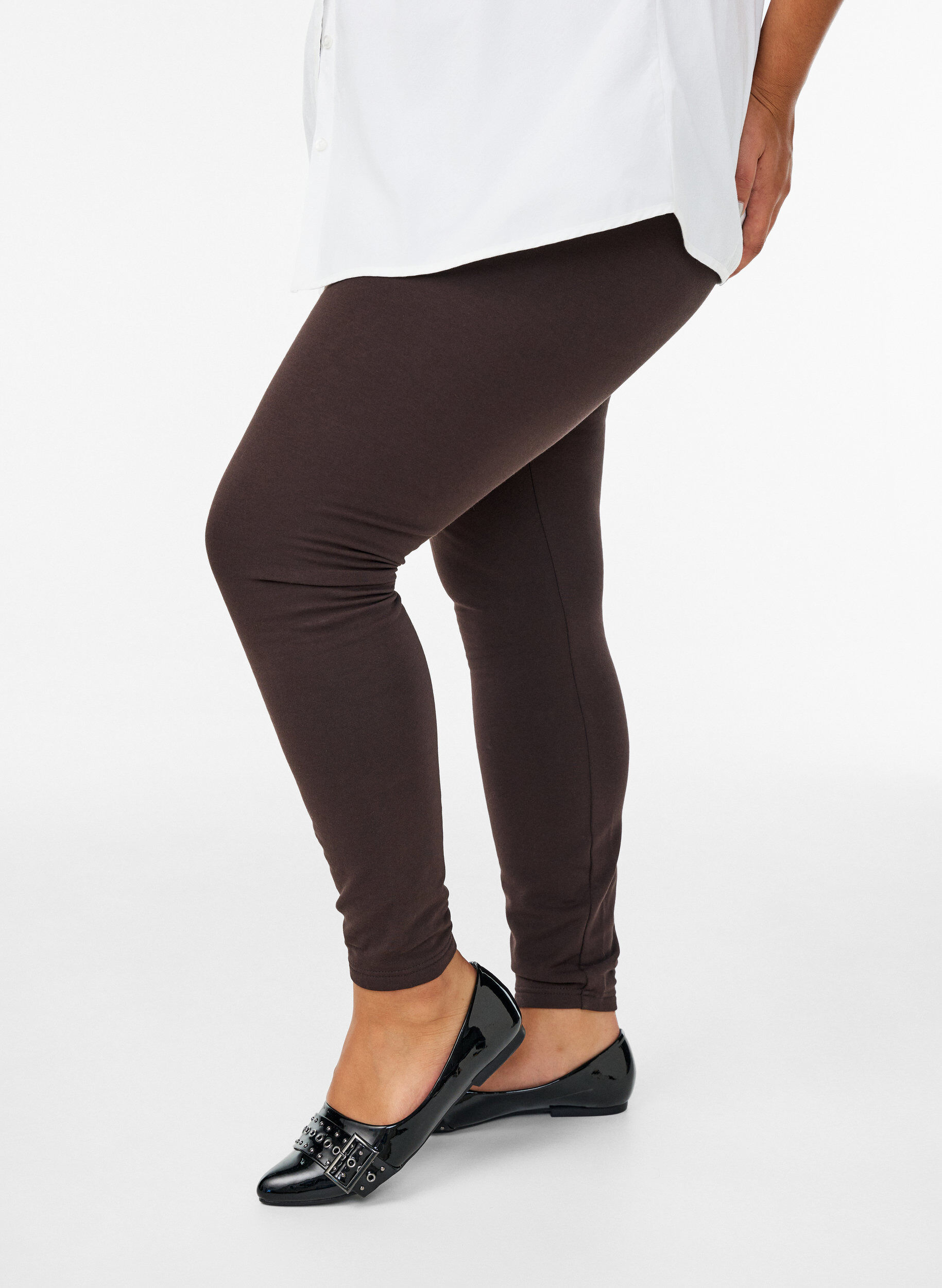 Leggings i bomuld med foer, Brun, Model