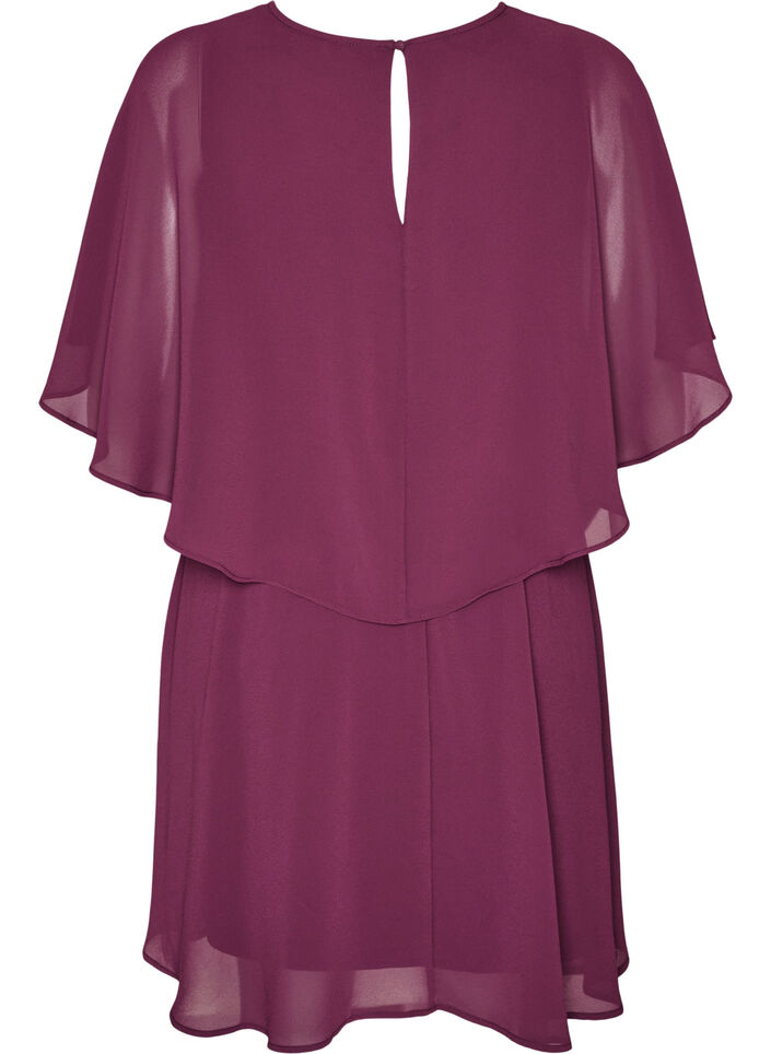 Kort chiffon festkjole med lag-p&aring;-lag effekt, R&oslash;d, Packshot image number 1