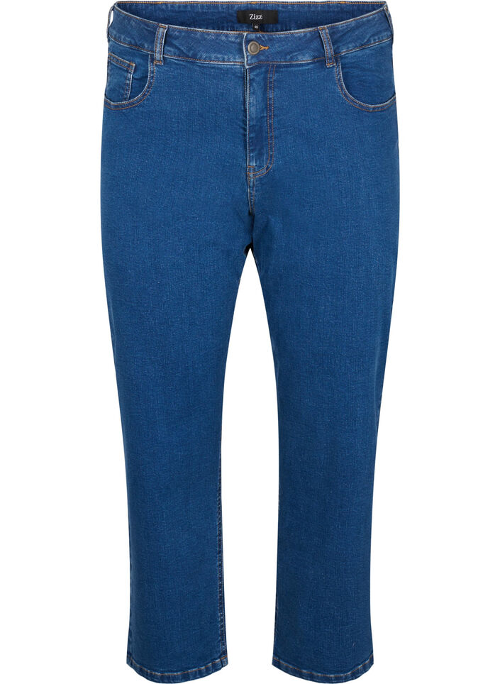 Cropped Vera jeans med straight fit, Blue Denim, Packshot image number 0