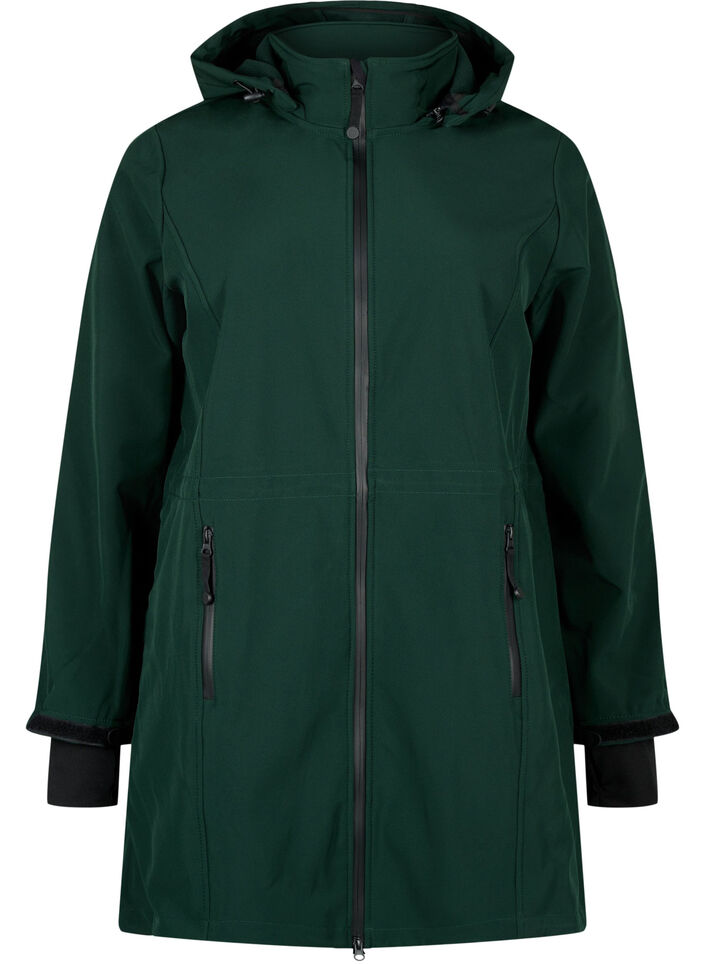 Softshell jakke med aftagelig h&aelig;tte, Gr&oslash;n, Packshot image number 0