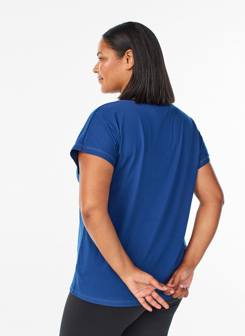 L&oslash;s tr&aelig;nings t-shirt med v-hals, Bl&aring;, Model image number 2