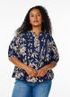 Bluse med print og 1/2 &aelig;rmer, Bl&aring;, Model image number 0