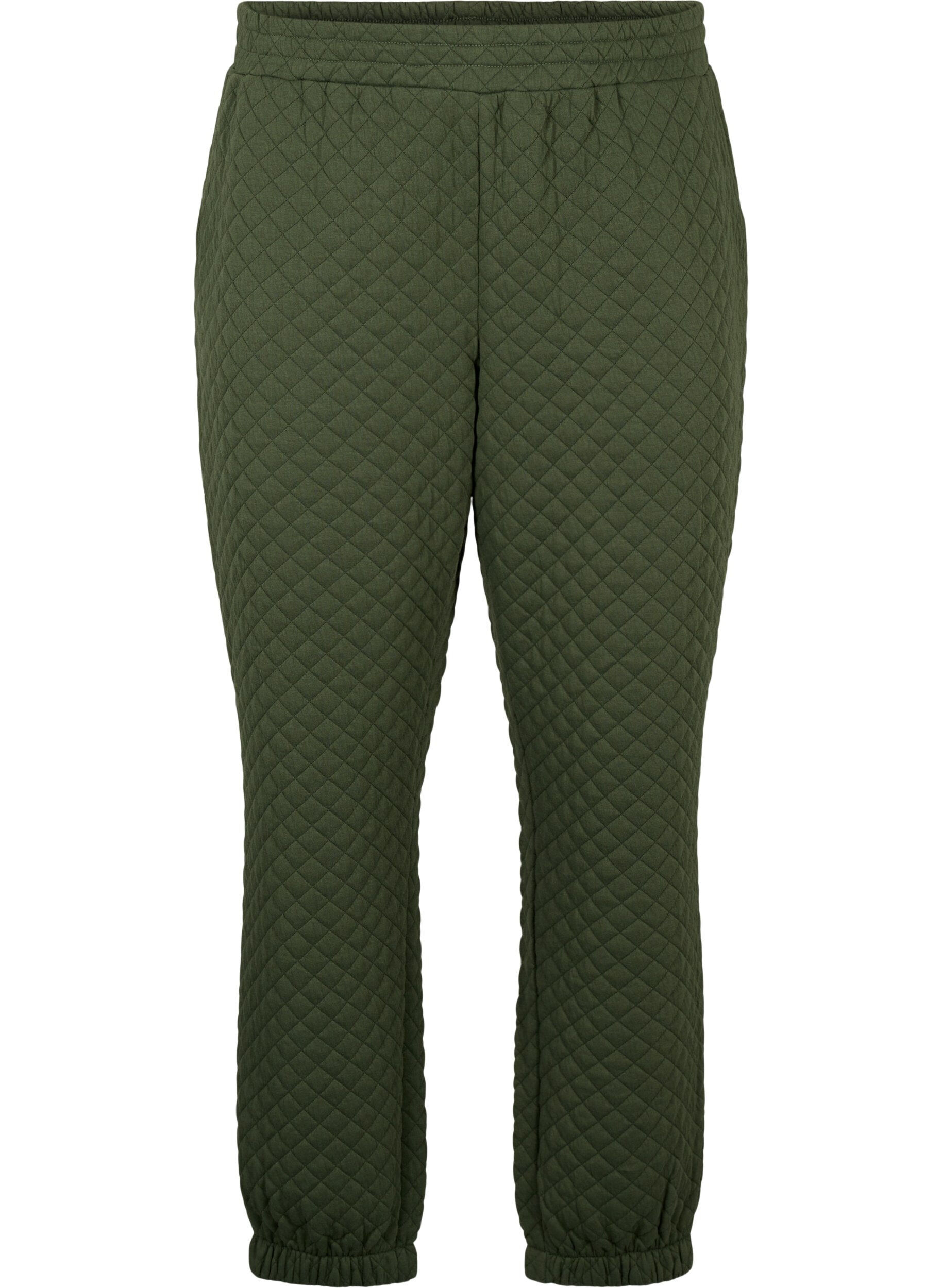 Zizzi Quiltede sweatpants med lommer, Thyme, Packshot image number 0