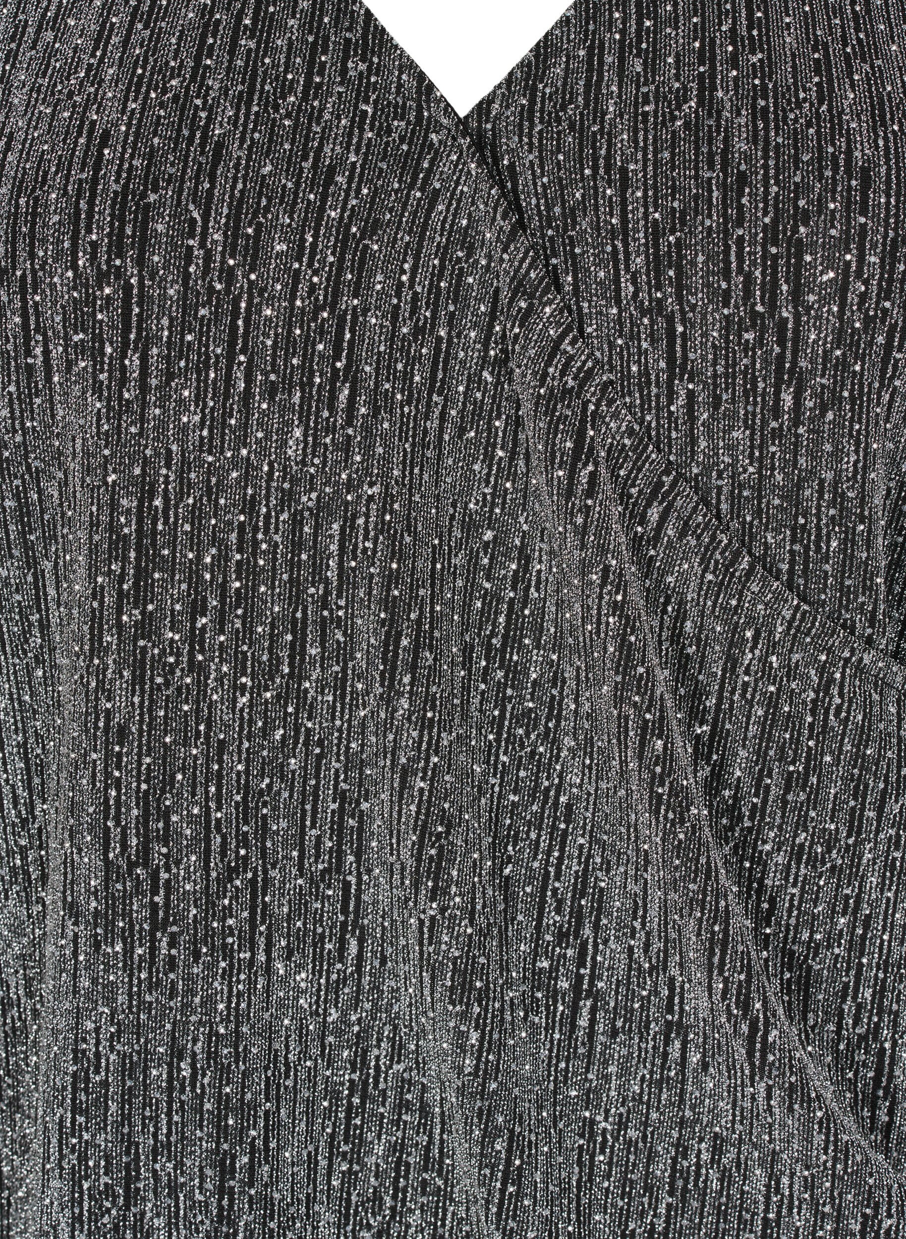 Zizzi Wraplook glitter festbluse, Sort, Packshot image number 2