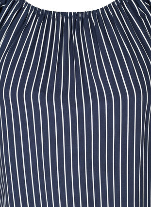 Stribet viskose bluse med korte ærmer, Blue White stripe, Packshot image number 2