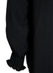 Bluse med smock manchetter og V-udsk&aelig;ring, Sort, Packshot image number 3