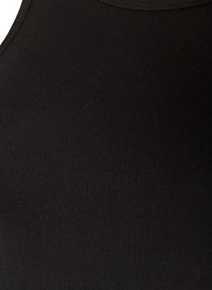 Ribtop i bomuld med h&oslash;j hals, Sort, Packshot image number 2