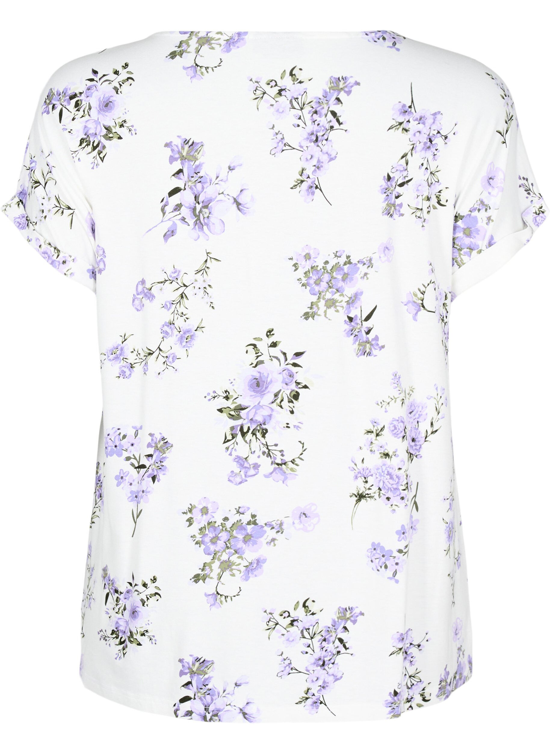 Zizzi T-shirt med blomsterprint, Lilla, Packshot image number 1