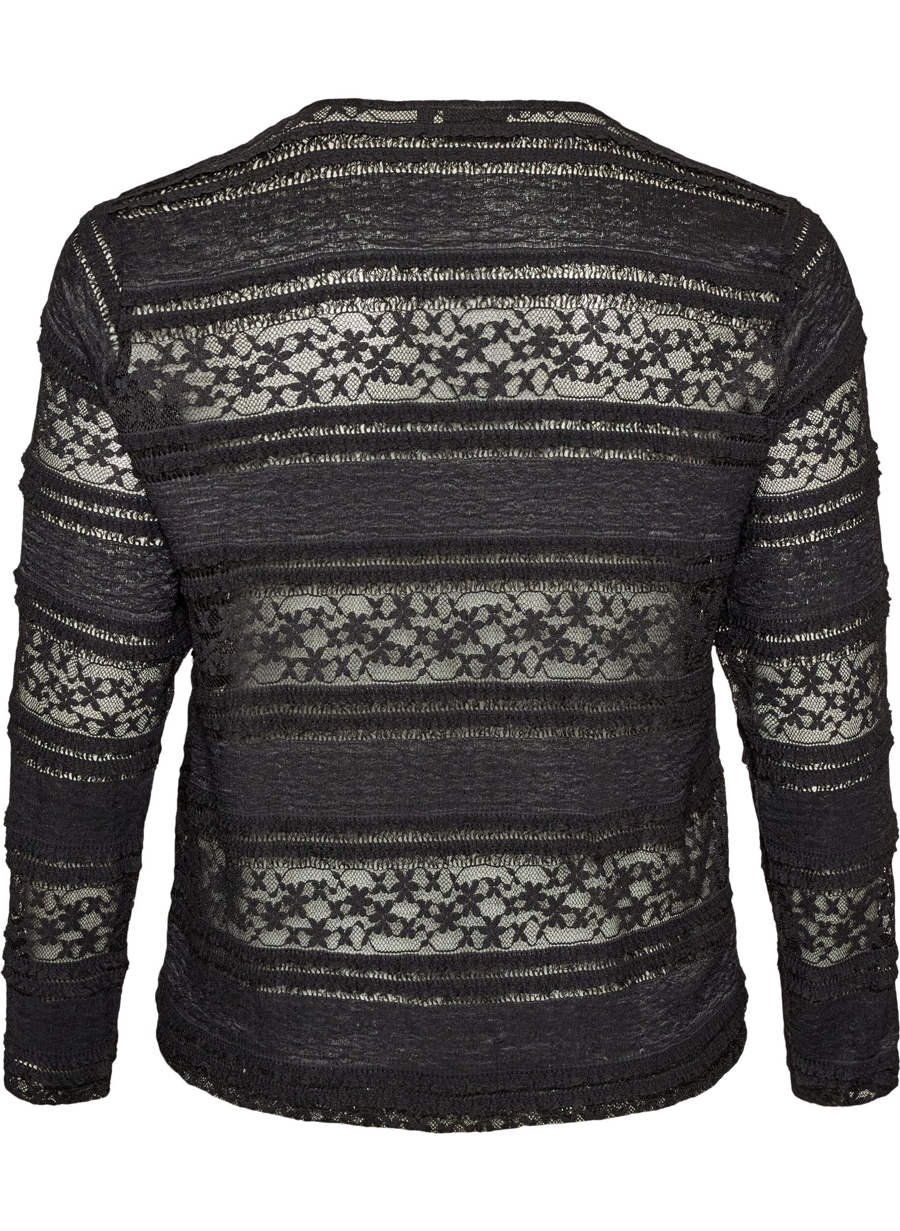 ZizziBlondebluse med lange &aelig;rmer, Sort, Packshot image number 1
